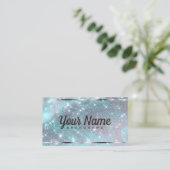 Luxe zilver Blauwgroen gemarmerde glitter glanzend Visitekaartje (Staand voorkant)