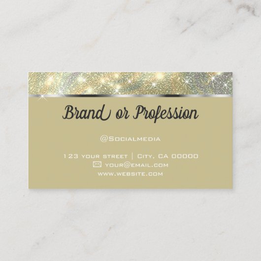 Luxe zilver goud gemarmerde glitter glanzende ster visitekaartje (Achterkant)