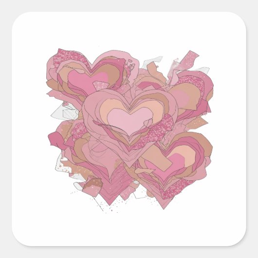 Luxe Zilver HARTEN VAN LIEFDE Sticker Kunst (Voorkant)