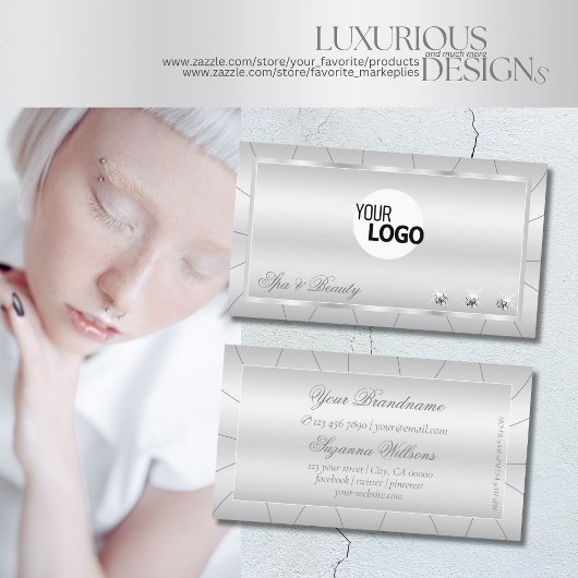 Luxe zilver met  diamanten en Logo Visitekaartje