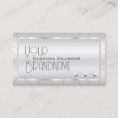 Luxe zilver met  en Diamonds Creatief Visitekaartje (Voorkant)