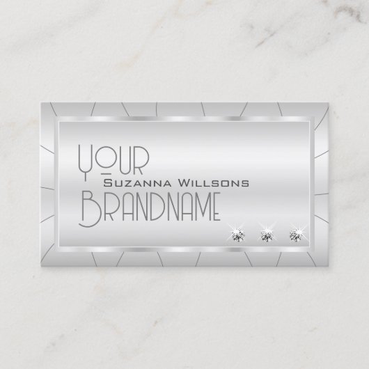 Luxe zilver met  en Diamonds Creatief Visitekaartje (Voorkant)