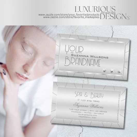 Luxe zilver met  en Diamonds Creatief Visitekaartje