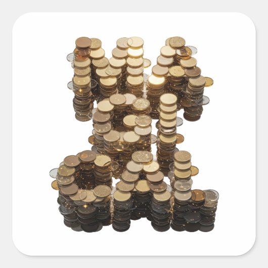 Luxe Zilver MONEY Cadeausticker Vierkante Sticker (Voorkant)