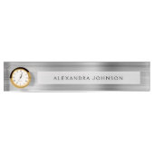 Luxe Zilver Professioneel Bedrijf Modern Naambordje (Voorkant)