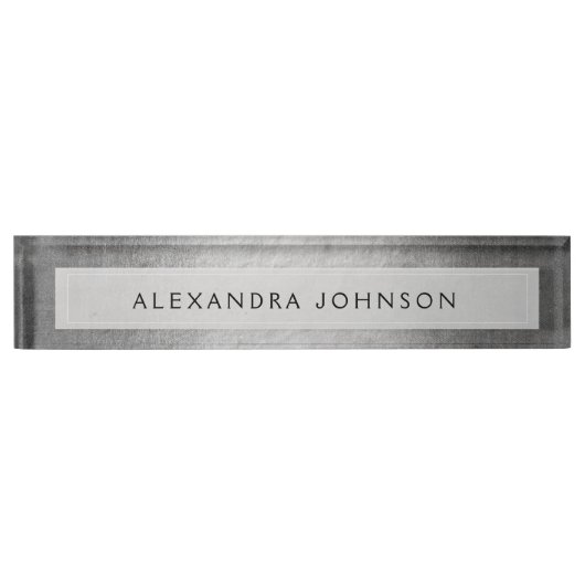 Luxe Zilver Professionele Folie Modern Naambordje (Voorkant)