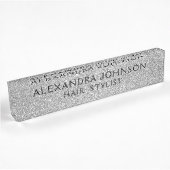 Luxe Zilver Professionele Glitter Sparkle Modern Naambordje