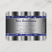 Luxe Zilver Royal Blue Sparkle Glitter Elegance Visitekaartje (Achterkant)