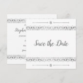 Luxe Zilver Save the Date Uitnodiging (Voorkant / Achterkant)