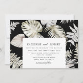 Luxe Zilver Tropisch Bladgroen Bruiloft Kaart (Voorkant)