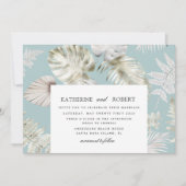 Luxe Zilver Tropisch Bladgroen Bruiloft Kaart (Voorkant)