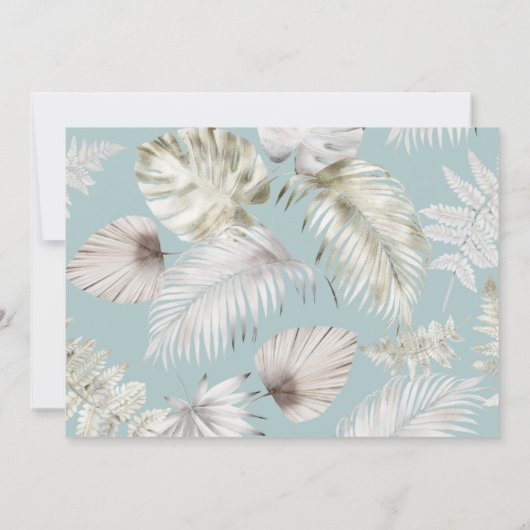 Luxe Zilver Tropisch Bladgroen Bruiloft Kaart (Achterkant)