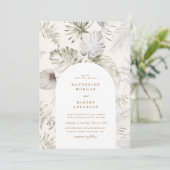 Luxe Zilver Tropisch Bladgroen Bruiloft Kaart (Staand voorkant)