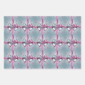 Luxe Zilver Verpakkingspapier Roze Bow Sterren Inpakpapier Vel (Voorkant)