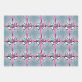 Luxe Zilver Verpakkingspapier Roze Bow Sterren Inpakpapier Vel