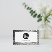 Luxe zilver wit sprankelende glitter Logo Elegant Visitekaartje (Staand voorkant)