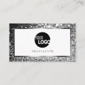 Luxe zilver wit sprankelende glitter Logo Elegant Visitekaartje (Voorkant)