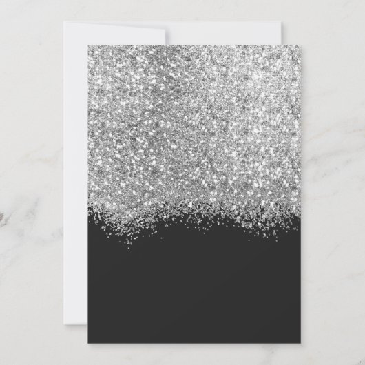 Luxe Zilver Zwart Glitter Confetti Bruiloft Save The Date (Achterkant)