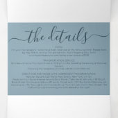 Luxe Zilveren Blauw Glitter Registry Detail RSVP Drieluik Uitnodiging (Binnenkant midden)