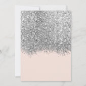 Luxe Zilveren Blush Glitter Confetti Bruiloft Save The Date (Achterkant)
