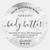 Luxe Zilveren Body Butter Labels (Voorkant)