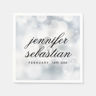 Luxe Zilveren bokeh BRUILOFT MONOGRAM Servet