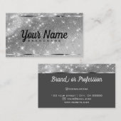 Luxe Zilveren Chroom Glitter Zand Sprankelende Ste Visitekaartje (Voorkant / Achterkant)