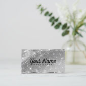 Luxe Zilveren Chroom Glitter Zand Sprankelende Ste Visitekaartje (Staand voorkant)