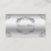 Luxe zilveren decor met foto en QR-code Visitekaartje (Voorkant)