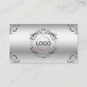 Luxe zilveren  decor met Logo weelderige bus Visitekaartje (Voorkant)