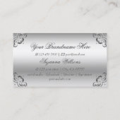 Luxe zilveren  decor met Logo weelderige bus Visitekaartje (Achterkant)