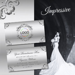 Luxe zilveren  decor met Logo weelderige bus Visitekaartje