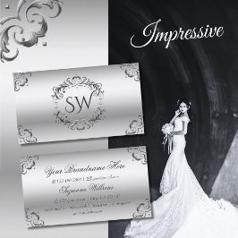 Luxe zilveren  decor met Monogram weelderig Visitekaartje