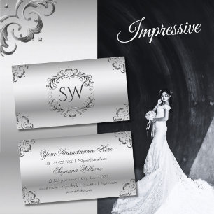 Luxe zilveren  decor met Monogram weelderig Visitekaartje