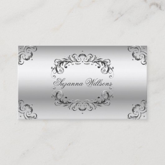 Luxe Zilveren  Decor weelderig en Luxe Visitekaartje (Voorkant)