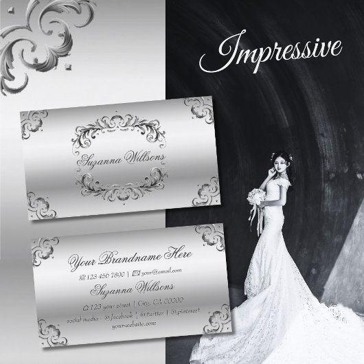 Luxe Zilveren  Decor weelderig en Luxe Visitekaartje