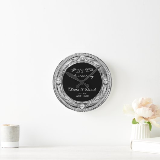 Luxe zilveren diamanten bruiloft Jubileum Ronde Klok (Huis)