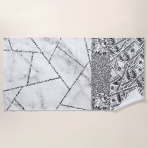 Luxe Zilveren Dollars Interieur Marmer Glitter Sho Strandlaken