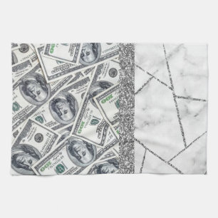 Luxe Zilveren Dollars Interieur Marmer Glitterscho Theedoek
