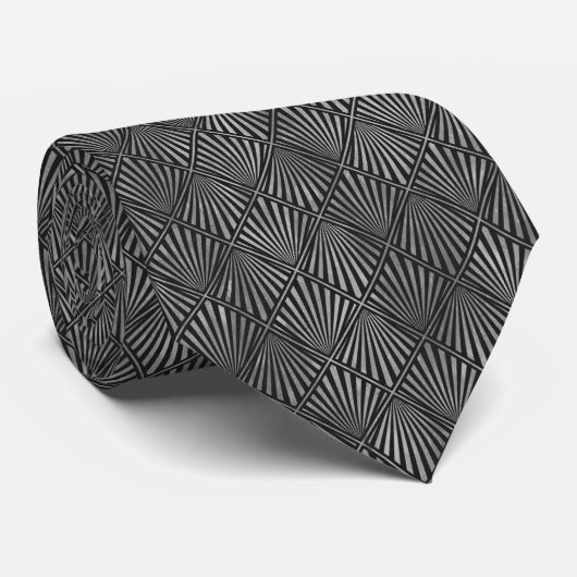 Luxe zilveren en zwarte art deco Stropdas (Opgerold)