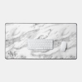 Luxe zilveren folie marmer monogram bureaumat (Keyboard & Muis)
