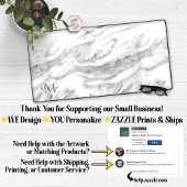 Luxe zilveren folie marmer monogram bureaumat