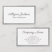 Luxe zilveren folie script visitekaartje (Voorkant / Achterkant)