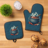 Luxe zilveren gewatteerde ovenwanten en pottenhoud ovenwant & pannenlap set (Top down)