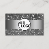 Luxe Zilveren Glitter Lichtgevende Sterren en Logo Visitekaartje (Voorkant)