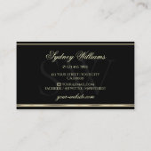 Luxe Zilveren Glitter Monogram Zwart en Gouden Visitekaartje (Achterkant)