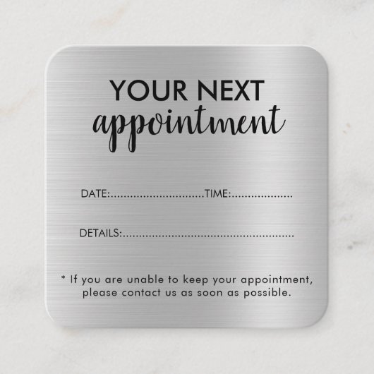 Luxe Zilveren Glitter Salon Benodigdheden Afsprakenkaartje (Voorkant)