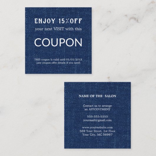 Luxe Zilveren Glitter Salon Benodigdheden Kortingskaartje (Voorkant / Achterkant)