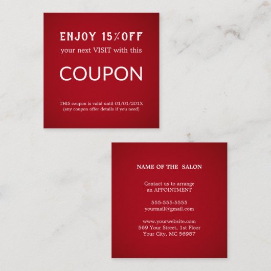 Luxe Zilveren Glitter Salon Benodigdheden Kortingskaartje (Voorkant / Achterkant)