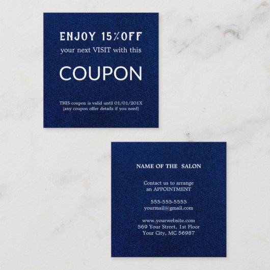 Luxe Zilveren Glitter Salon Benodigdheden Kortingskaartje (Voorkant / Achterkant)